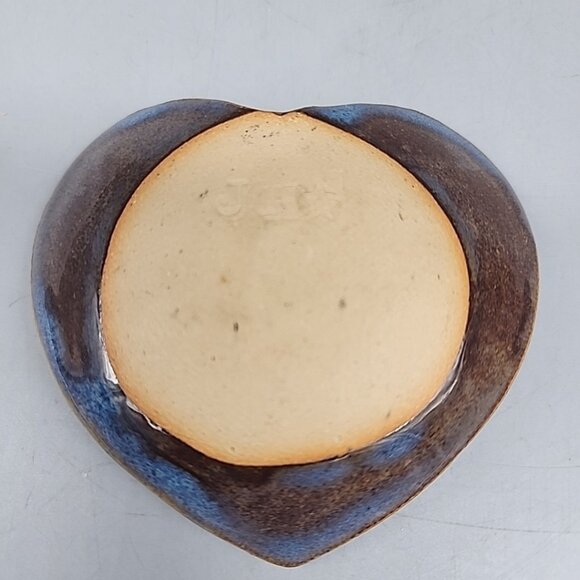 Stoneware Handmade Blue Trinket Dish Heart Paw print - Picture 3 of 3